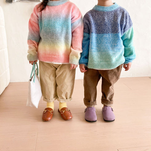 Children's sweater pullover simple foreign style gradient sweater new autumn and winter baby sweater